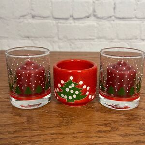 Waechtersbach Christmas Tree Tealight & Libbey Votive holders Candle Holders